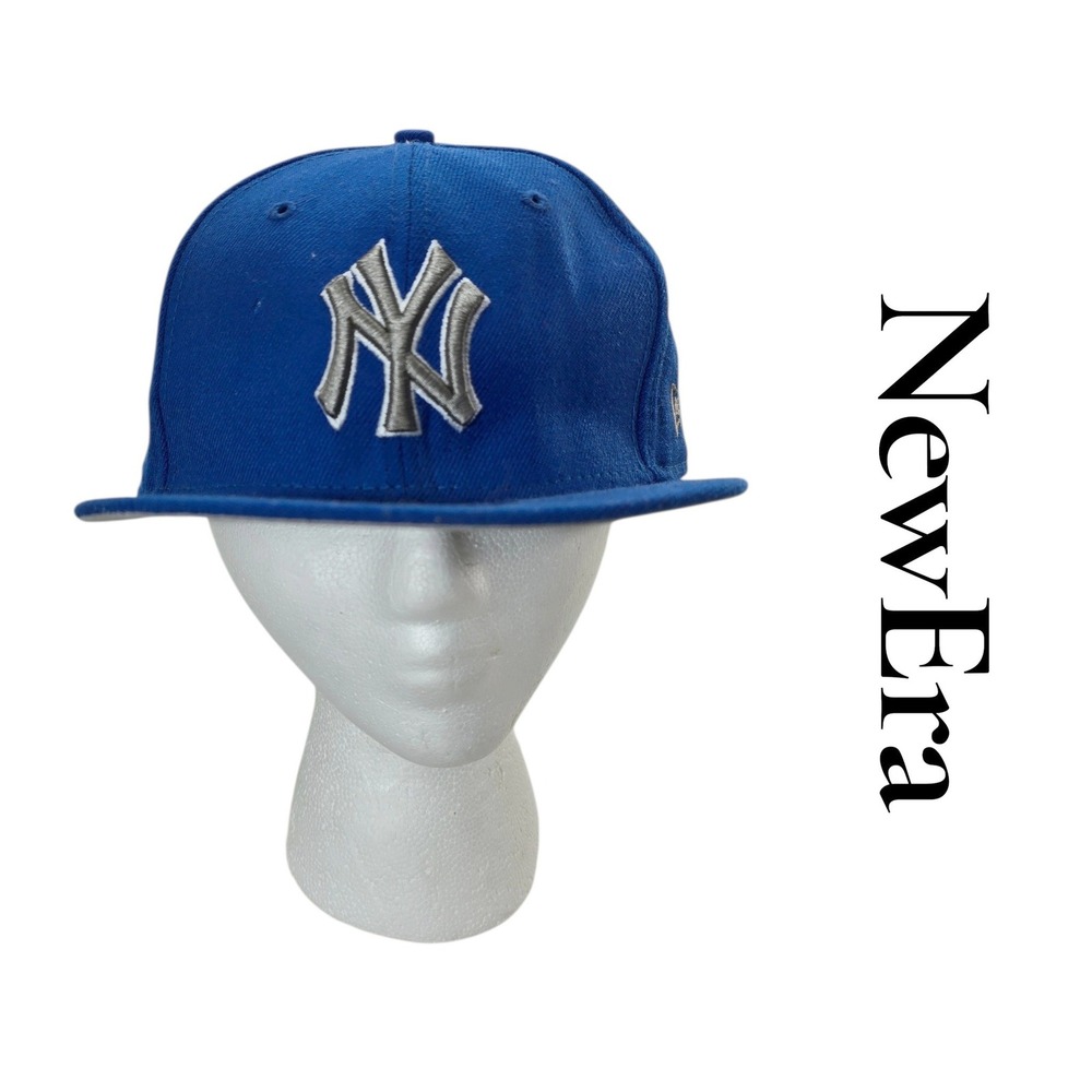 New Era NY Yankees Fitted Hat 7 5/8 Blue Wool 59FIFTY G-Series MLB Baseball Cap